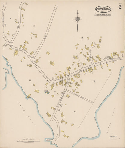 Sanborn Fire Insurance Map from Winter Harbor, Hancock County, Maine (1921), Sheet #0002 - Complete Map Set gallery image, historic Sanborn map, vintage wall art, Maine Maine