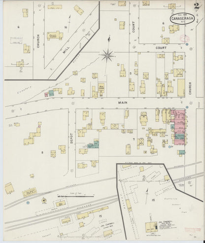 Sanborn Fire Insurance Map from Canaseraga, Allegany County, New York (1894), Sheet #0002 - Historic Sanborn Fire Insurance Map Print, vintage old map wall art, antique decor, genealogy gift, New York New York map