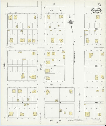Sanborn Fire Insurance Map from Quanah, Hardeman County, Texas (1921), Sheet #0009 - Complete Map Set gallery image, historic Sanborn map, vintage wall art, Texas Texas