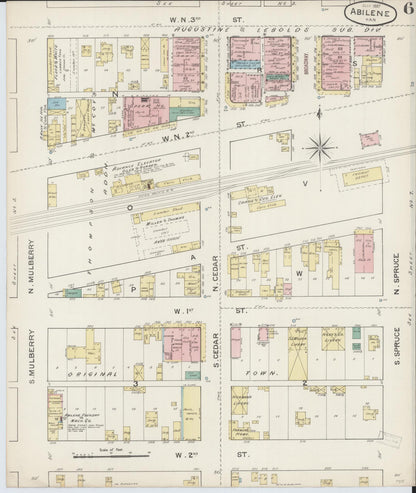 Sanborn Fire Insurance Map from Abilene, Dickinson County, Kansas (1887), Sheet #0006 - Complete Map Set gallery image, historic Sanborn map, vintage wall art, Kansas Kansas
