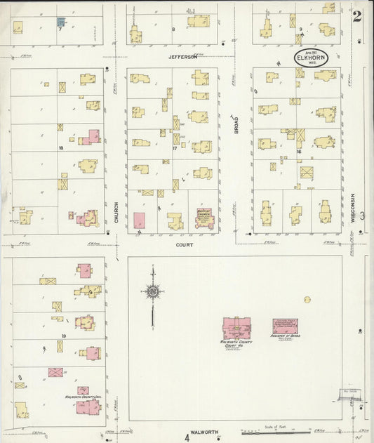 Sanborn Fire Insurance Map from Elkhorn, Walworth County, Wisconsin (1911), Sheet #0002 - Historic Sanborn Fire Insurance Map Print, vintage old map wall art, antique decor, genealogy gift, Wisconsin Wisconsin map