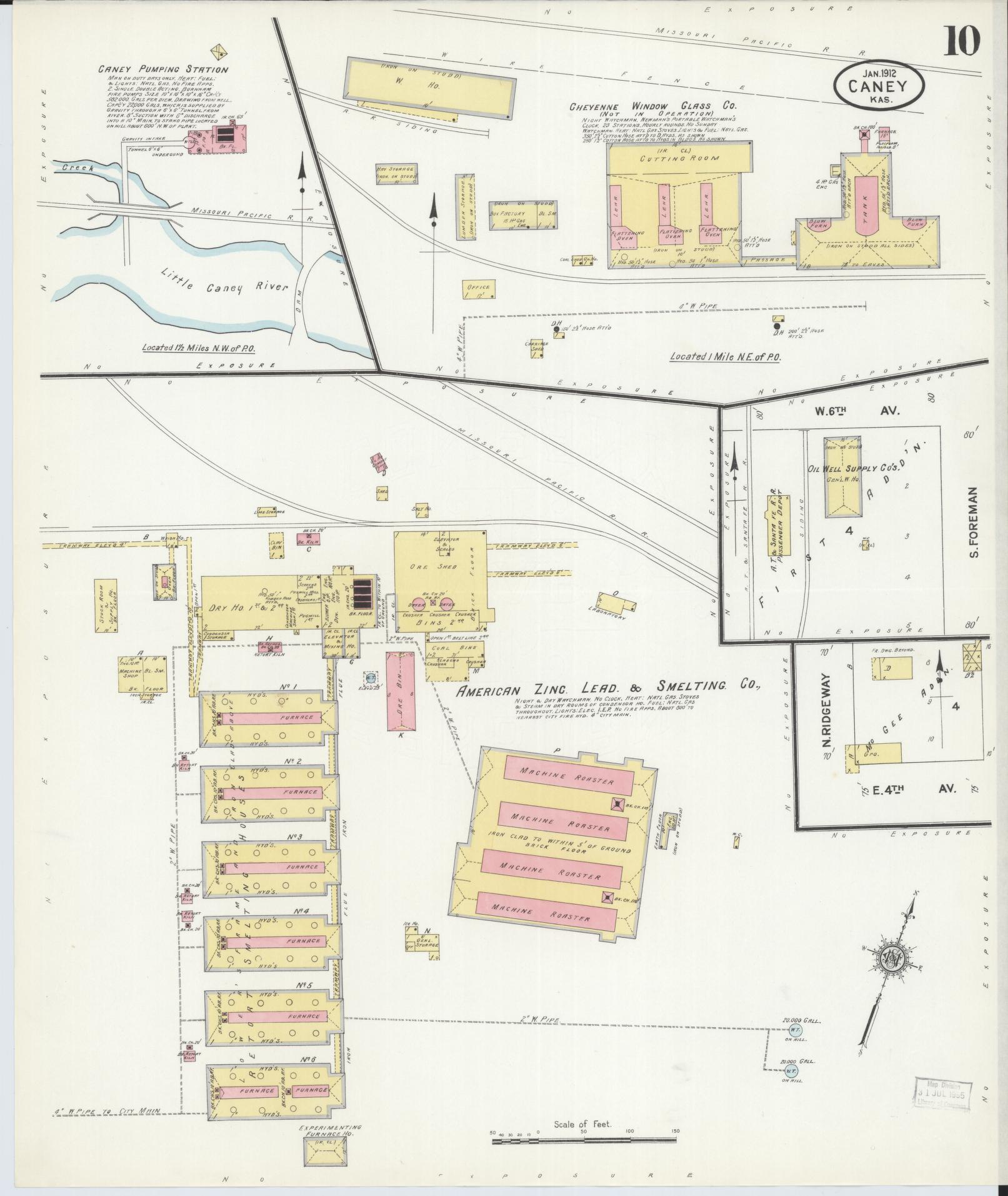 Sanborn Fire Insurance Map from Caney, Montgomery County, Kansas (1912), Sheet #0010 - Historic Sanborn Fire Insurance Map Print, vintage old map wall art, antique decor, genealogy gift, Kansas Kansas map
