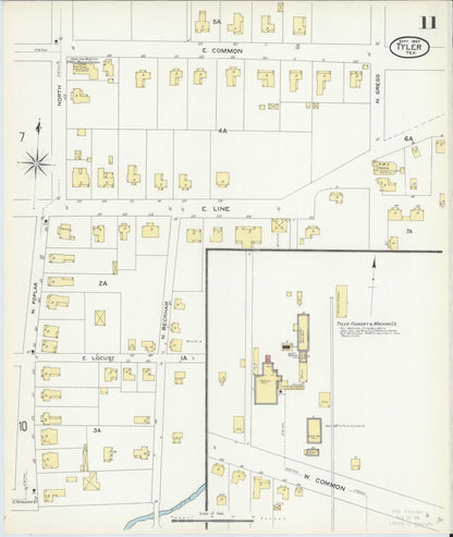 Sanborn Fire Insurance Map from Tyler, Smith County, Texas (1907), Sheet #0011 - Complete Map Set gallery image, historic Sanborn map, vintage wall art, Texas Texas