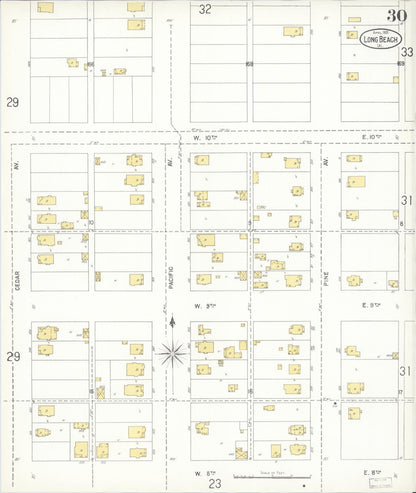 Sanborn Fire Insurance Map from Long Beach, Los Angeles County, California (1905), Sheet #0030 - Complete Map Set gallery image, historic Sanborn map, vintage wall art, California California