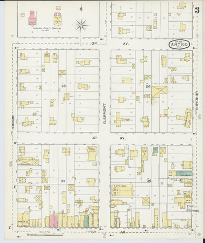 Sanborn Fire Insurance Map from Antigo, Langlade County, Wisconsin (1892), Sheet #0003 - Complete Map Set gallery image, historic Sanborn map, vintage wall art, Wisconsin Wisconsin