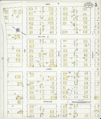 Sanborn Fire Insurance Map from Zeigler, Franklin County, Illinois (1921), Sheet #0005 - Complete Map Set gallery image, historic Sanborn map, vintage wall art, Illinois Illinois