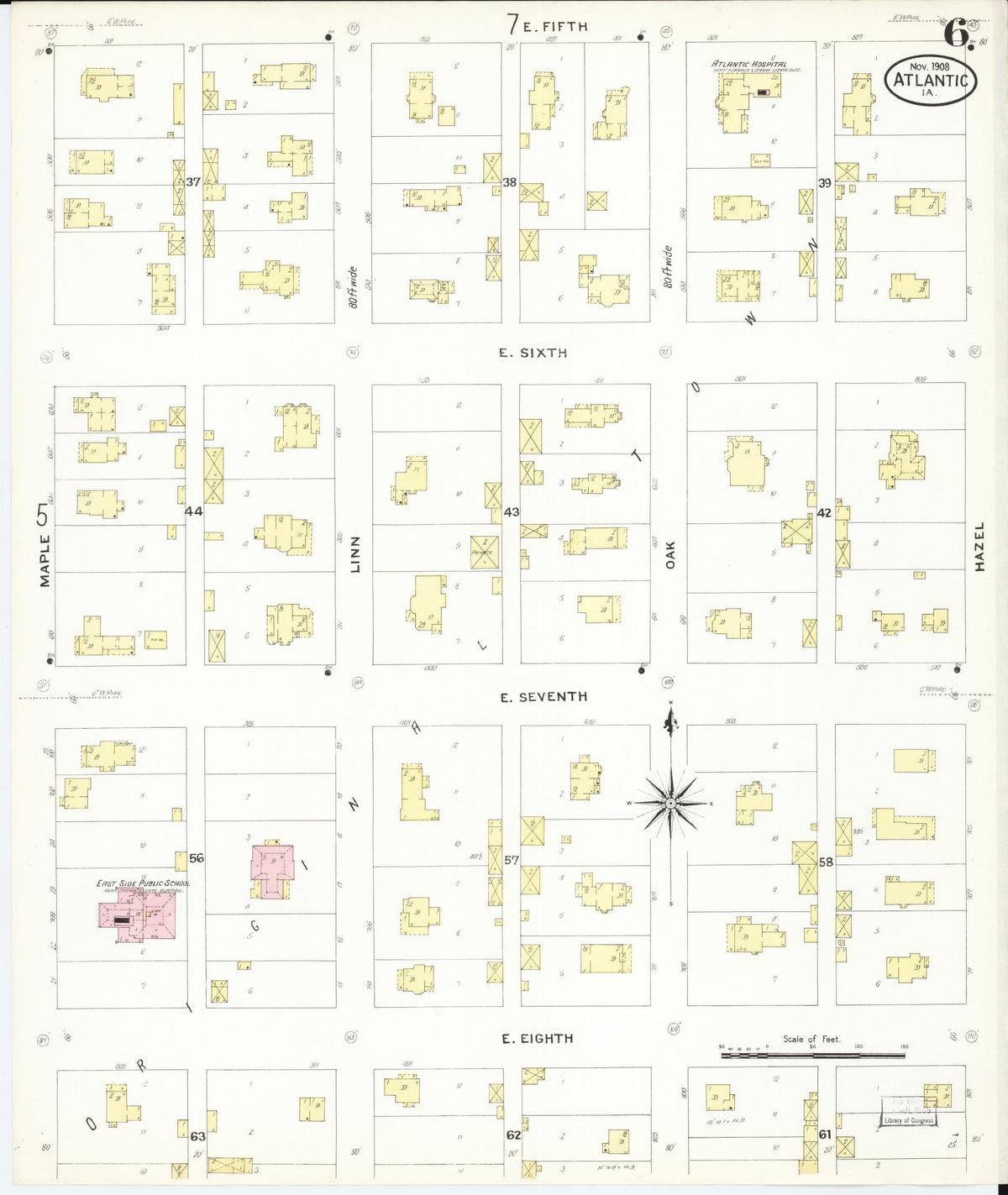 Sanborn Fire Insurance Map from Atlantic, Cass County, Iowa (1908), Sheet #0006 - Historic Sanborn Fire Insurance Map Print