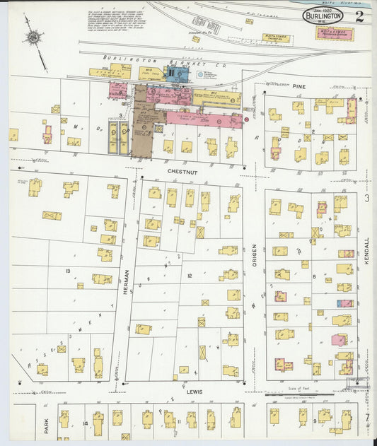 Sanborn Fire Insurance Map from Burlington, Racine County, Wisconsin (1920), Sheet #0002 - Historic Sanborn Fire Insurance Map Print, vintage old map wall art, antique decor, genealogy gift, Wisconsin Wisconsin map
