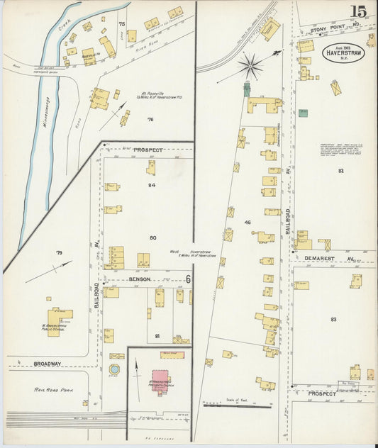 Sanborn Fire Insurance Map from Haverstraw, Rockland County, New York (1903), Sheet #0015 - Historic Sanborn Fire Insurance Map Print, vintage old map wall art, antique decor, genealogy gift, New York New York map