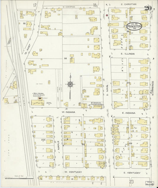Sanborn Fire Insurance Map from Princeton, Gibson County, Indiana (1914), Sheet #0020 - Historic Sanborn Fire Insurance Map Print, vintage old map wall art, antique decor, genealogy gift, Indiana Indiana map