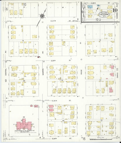Sanborn Fire Insurance Map from Cheyenne, Laramie County, Wyoming (1912), Sheet #0010 - Complete Map Set gallery image, historic Sanborn map, vintage wall art, Wyoming Wyoming