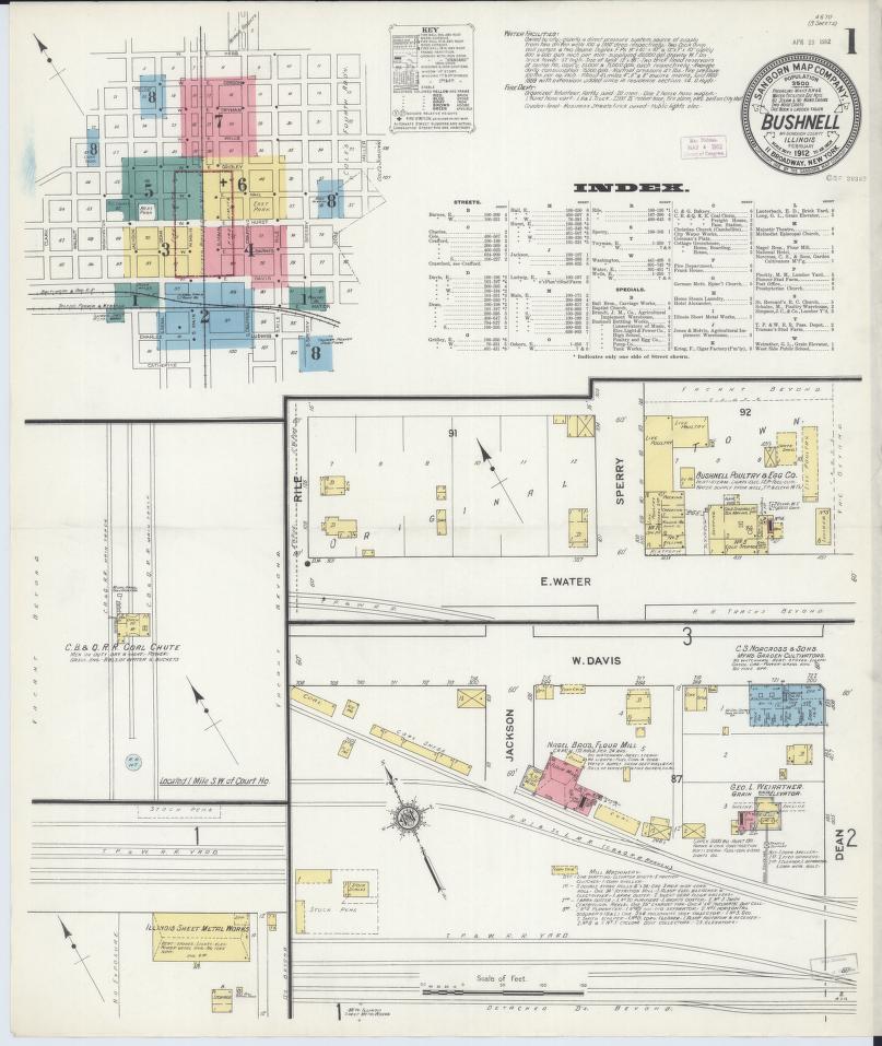 Sanborn Fire Insurance Map from Bushnell, Mcdonough County, Illinois. (1912) – Map View