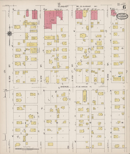 Sanborn Fire Insurance Map from Cloquet, Carlton County, Minnesota (1922), Sheet #0006 - Historic Sanborn Fire Insurance Map Print, vintage old map wall art, antique decor, genealogy gift, Minnesota Minnesota map