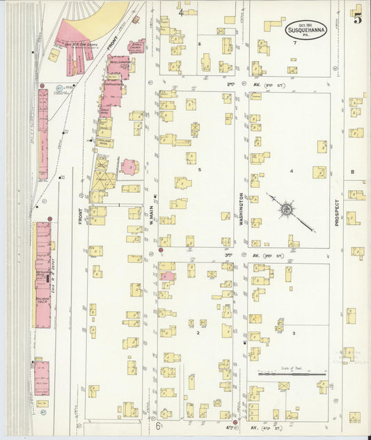 Sanborn Fire Insurance Map from Susquehanna, Susquehanna County, Pennsylvania (1911), Sheet #0005 - Historic Sanborn Fire Insurance Map Print, vintage old map wall art, antique decor, genealogy gift, Pennsylvania Pennsylvania map