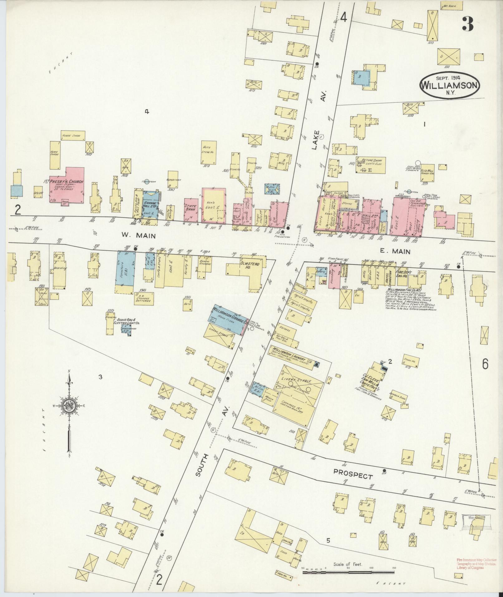 Sanborn Fire Insurance Map from Williamson, Wayne County, New York (1914), Sheet #0003 - Historic Sanborn Fire Insurance Map Print, vintage old map wall art, antique decor, genealogy gift, New York New York map