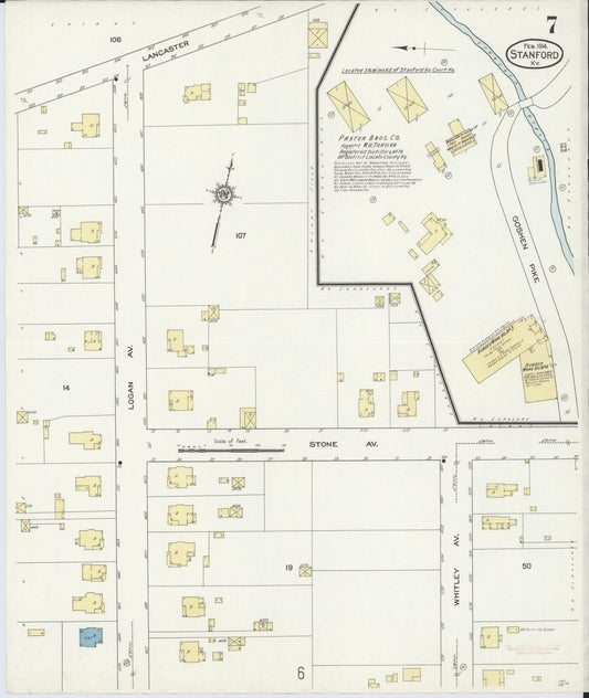 Sanborn Fire Insurance Map from Stanford, Lincoln County, Kentucky (1914), Sheet #0007 - Historic Sanborn Fire Insurance Map Print, vintage old map wall art, antique decor, genealogy gift, Kentucky Kentucky map