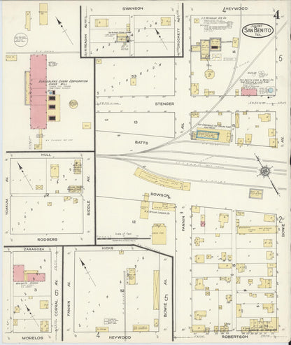 Sanborn Fire Insurance Map from San Benito, Cameron County, Texas (1917), Sheet #0004 - Complete Map Set gallery image, historic Sanborn map, vintage wall art, Texas Texas