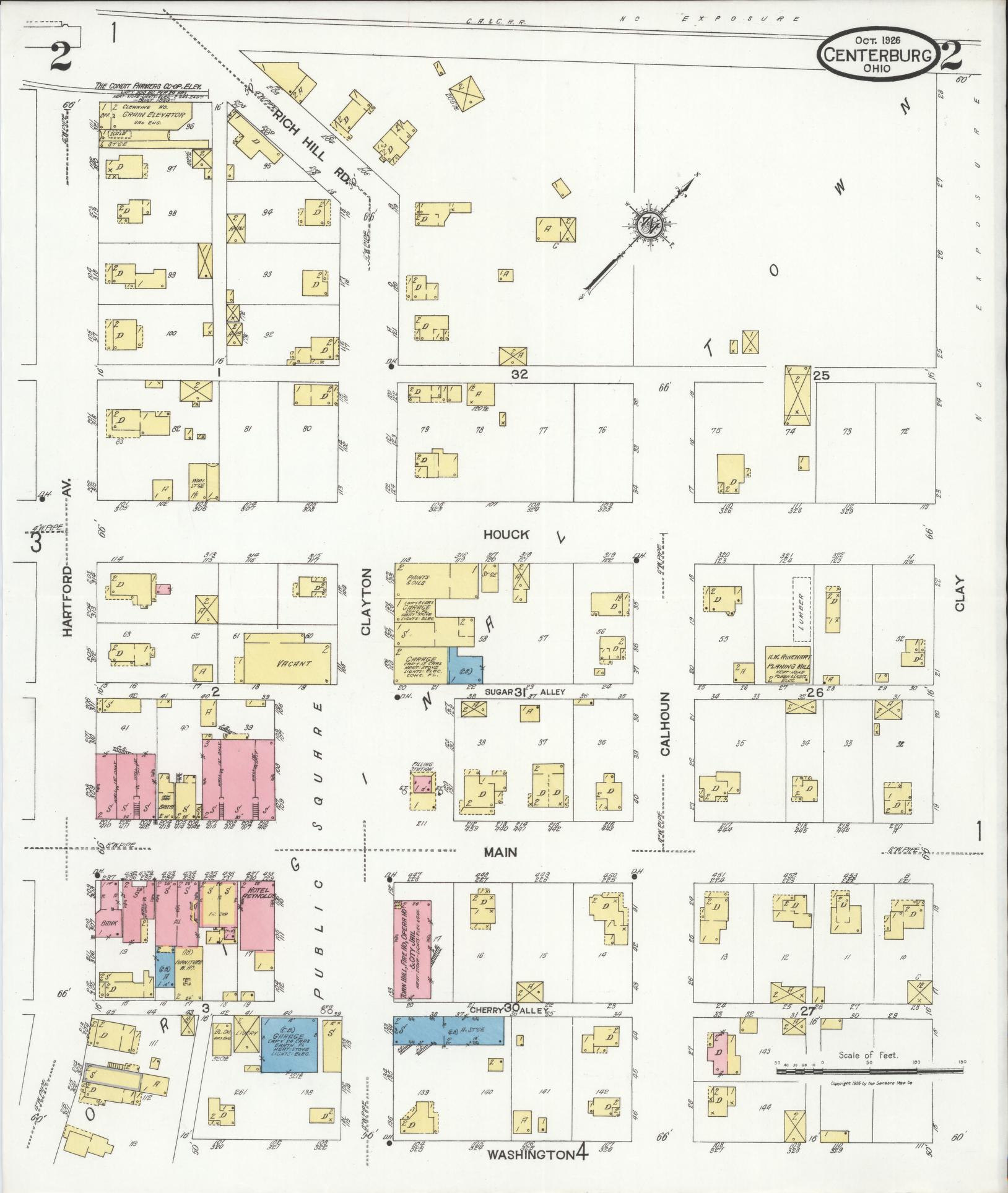 Sanborn Fire Insurance Map from Centerburg, Knox County, Ohio (1926), Sheet #0002 - Complete Map Set gallery image, historic Sanborn map, vintage wall art, Ohio Ohio