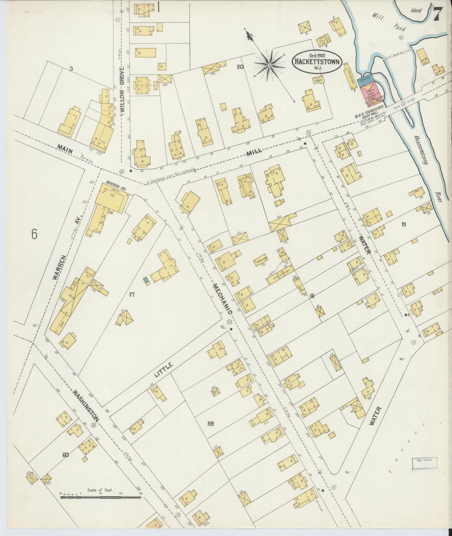 Sanborn Fire Insurance Map from Hackettstown, Warren County, New Jersey (1902), Sheet #0007 - Complete Map Set gallery image, historic Sanborn map, vintage wall art, New Jersey New Jersey