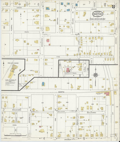 Sanborn Fire Insurance Map from Bartow, Polk County, Florida (1917), Sheet #0008 - Complete Map Set gallery image, historic Sanborn map, vintage wall art, Florida Florida