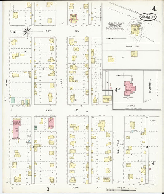 Sanborn Fire Insurance Map from Osage City, Osage County, Kansas (1897), Sheet #0004 - Historic Sanborn Fire Insurance Map Print, vintage old map wall art, antique decor, genealogy gift, Kansas Kansas map