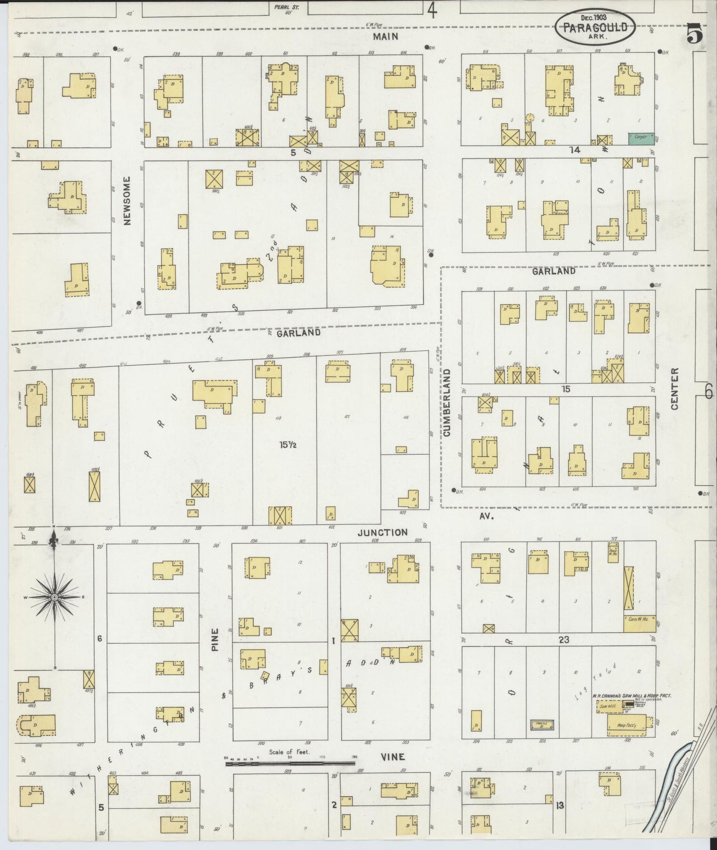 Sanborn Fire Insurance Map from Paragould, Greene County, Arkansas (1903), Sheet #0005 - Complete Map Set gallery image, historic Sanborn map, vintage wall art, Arkansas Arkansas