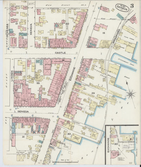 Sanborn Fire Insurance Map from Geneva, Ontario County, New York (1884), Sheet #0003 - Historic Sanborn Fire Insurance Map Print, vintage old map wall art, antique decor, genealogy gift, New York New York map