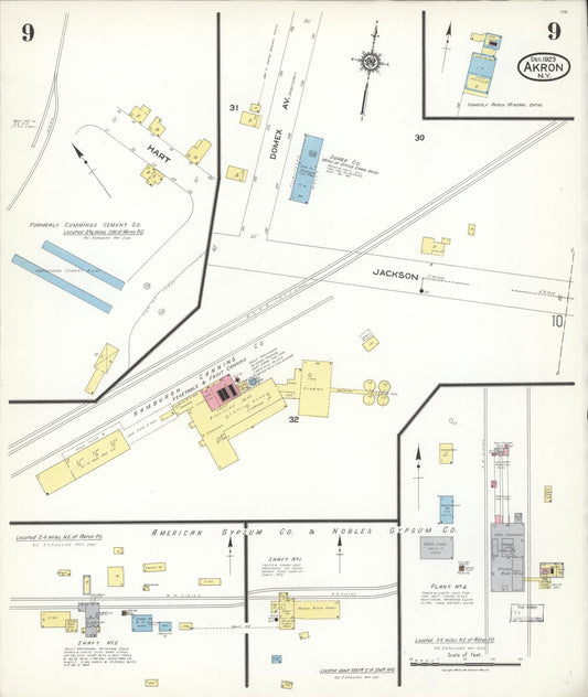 Sanborn Fire Insurance Map from Akron, Erie County, New York (1923), Sheet #0009 - Historic Sanborn Fire Insurance Map Print, vintage old map wall art, antique decor, genealogy gift, New York New York map