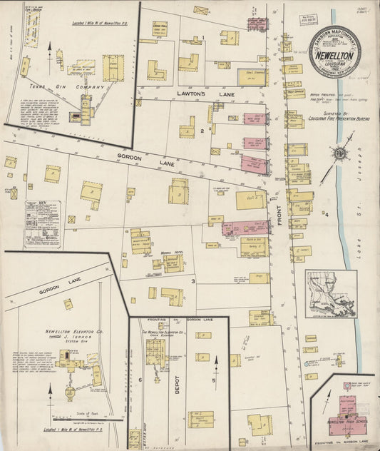 Sanborn Fire Insurance Map from Newellton, Tensas Parish, Louisiana. (1922) – Historic Sanborn Fire Insurance Map Print