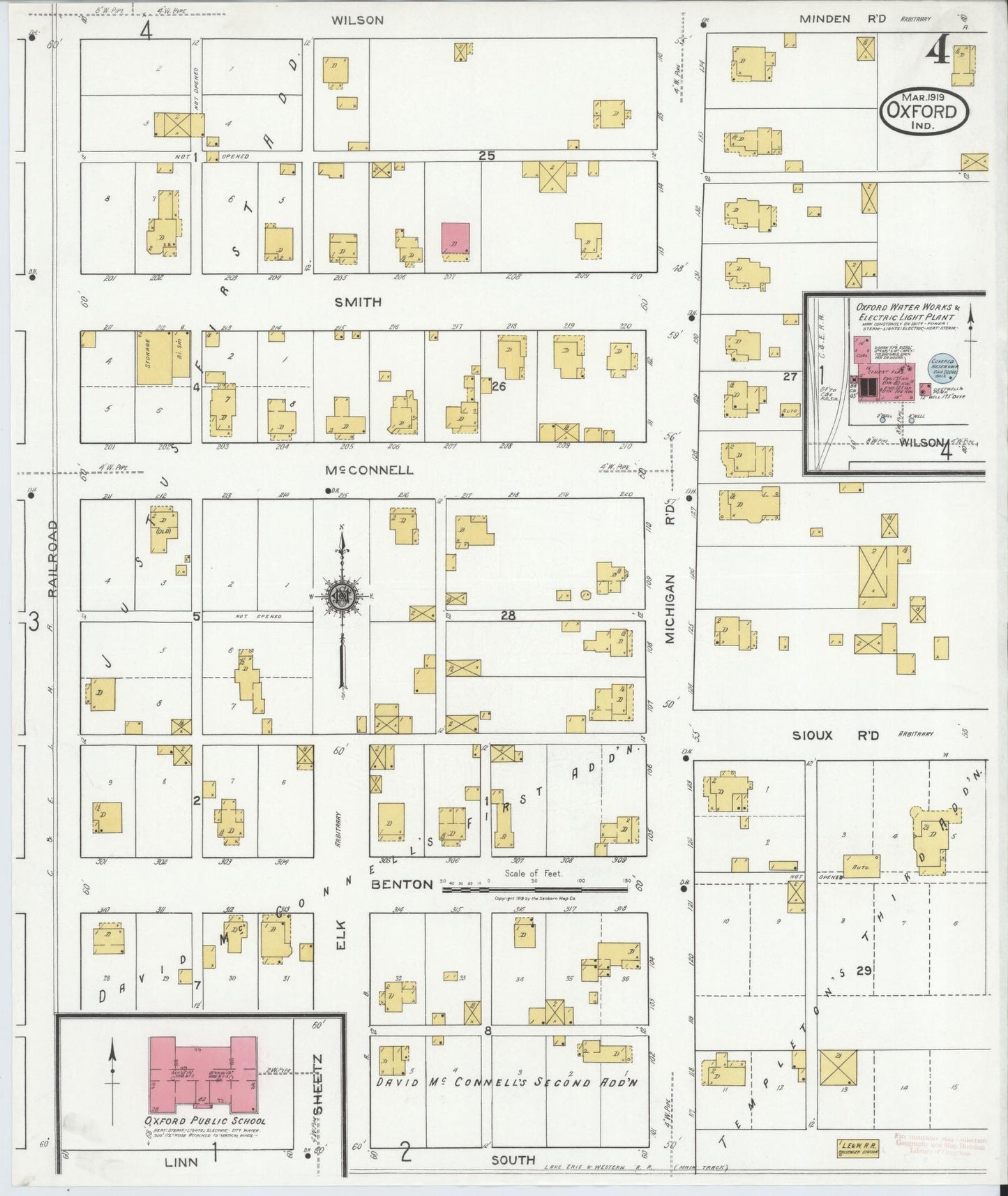 Sanborn Fire Insurance Map from Oxford, Benton County, Indiana (1919), Sheet #0004 - Complete Map Set gallery image, historic Sanborn map, vintage wall art, Indiana Indiana
