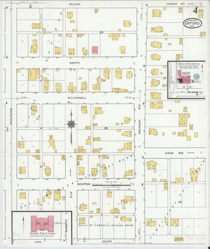 Sanborn Fire Insurance Map from Oxford, Benton County, Indiana (1919), Sheet #0004 - Complete Map Set gallery image, historic Sanborn map, vintage wall art, Indiana Indiana