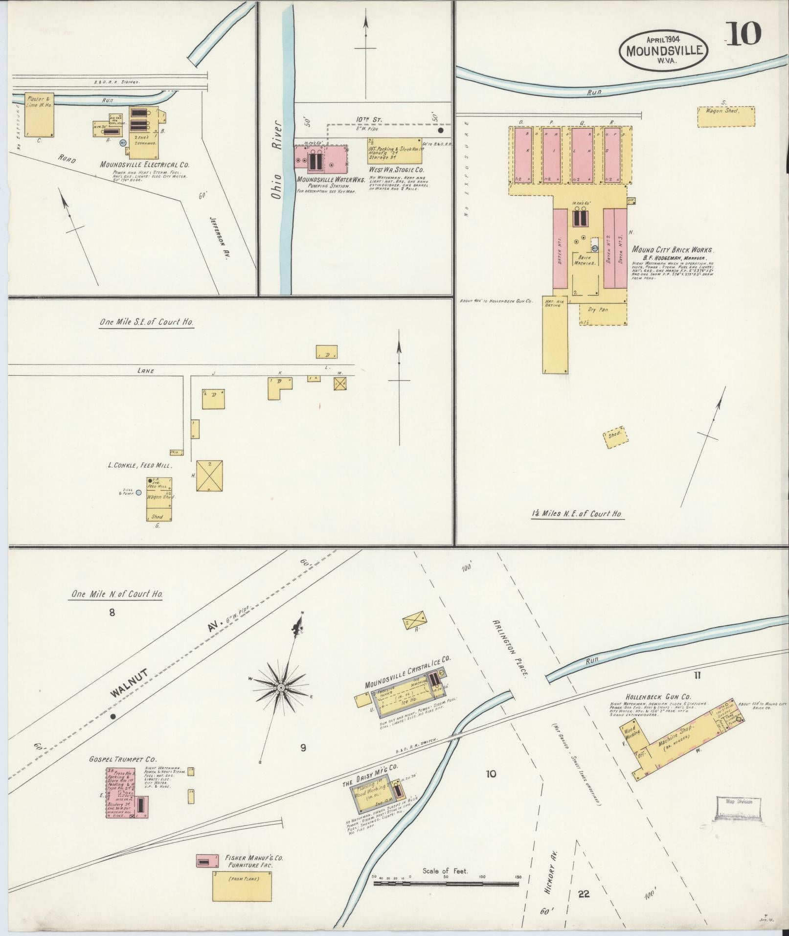 Sanborn Fire Insurance Map from Moundsville, Marshall County, West Virginia (1904), Sheet #0010 - Complete Map Set gallery image, historic Sanborn map, vintage wall art, West Virginia West Virginia