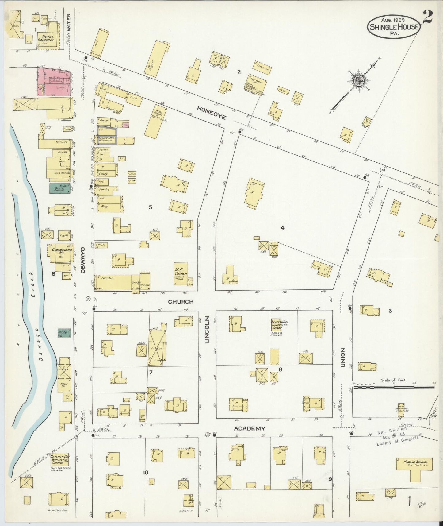 Sanborn Fire Insurance Map from Shingle House, Potter County, Pennsylvania (1909), Sheet #0002 - Complete Map Set gallery image, historic Sanborn map, vintage wall art, Pennsylvania Pennsylvania