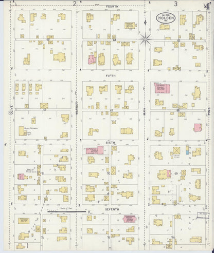 Sanborn Fire Insurance Map from Holden, Johnson County, Missouri (1898), Sheet #0004 - Complete Map Set gallery image, historic Sanborn map, vintage wall art, Missouri Missouri