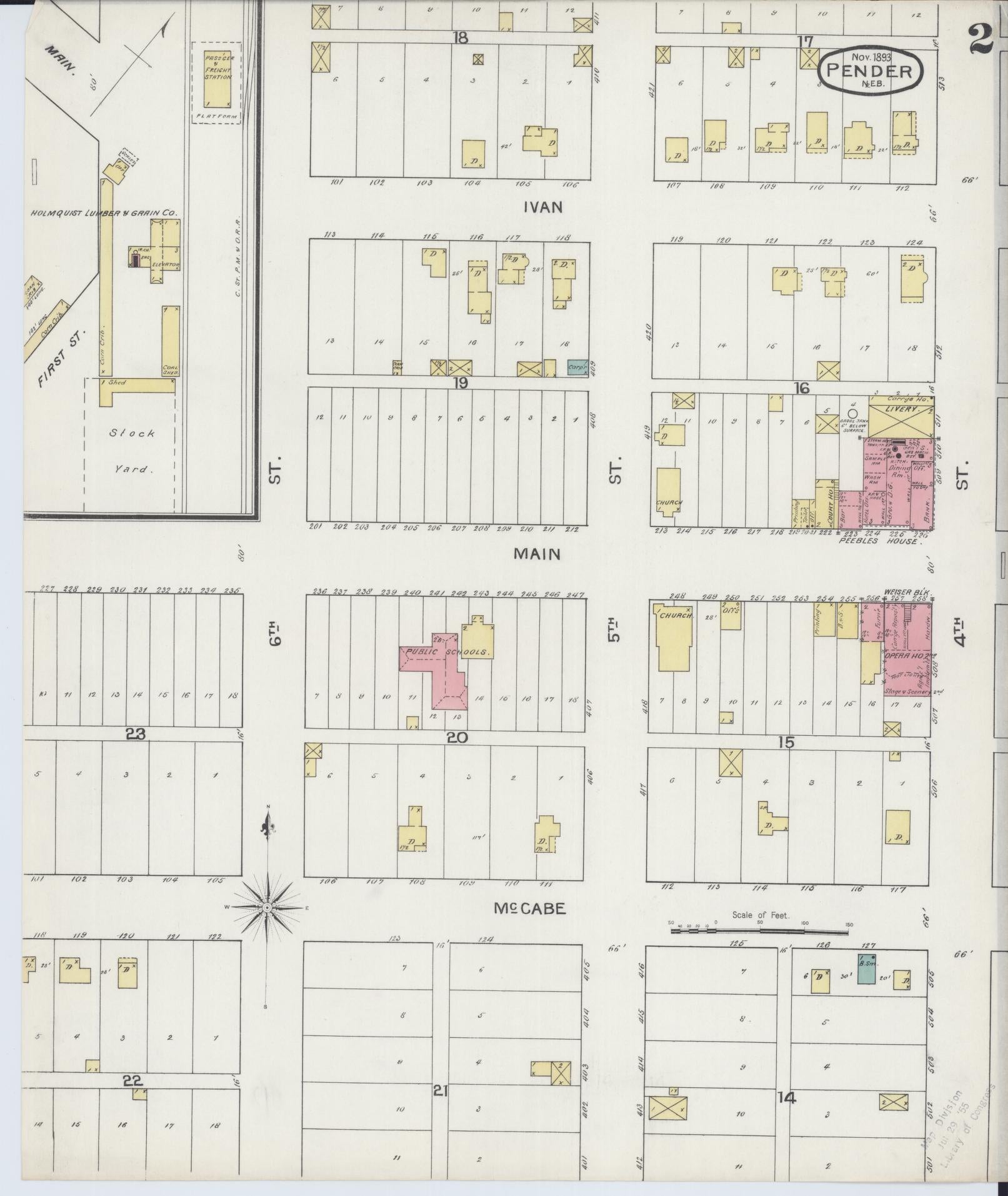 Sanborn Fire Insurance Map from Pender, Thurston County, Nebraska (1893), Sheet #0002 - Complete Map Set gallery image, historic Sanborn map, vintage wall art, Nebraska Nebraska