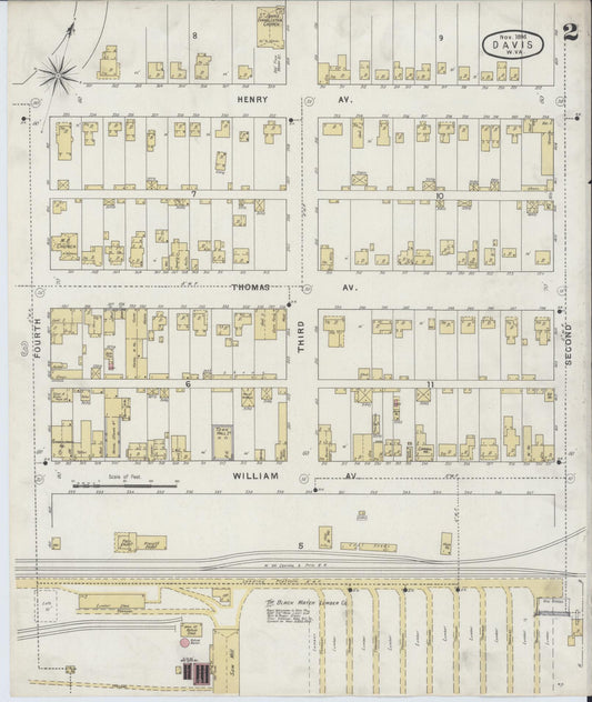 Sanborn Fire Insurance Map from Davis, Tucker County, West Virginia (1894), Sheet #0002 - Historic Sanborn Fire Insurance Map Print, vintage old map wall art, antique decor, genealogy gift, West Virginia West Virginia map