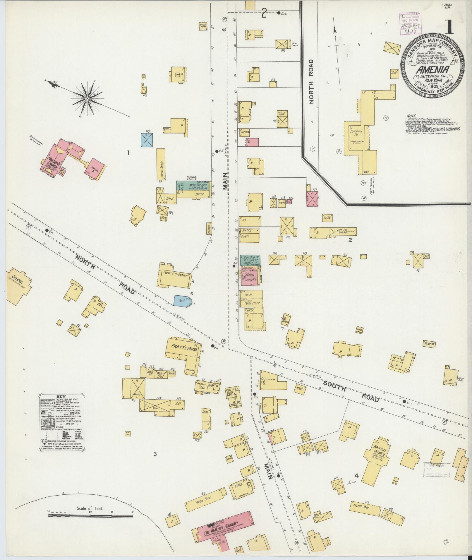Sanborn Fire Insurance Map from Amenia, Dutchess County, New York. (1905) – Historic Sanborn Fire Insurance Map Print