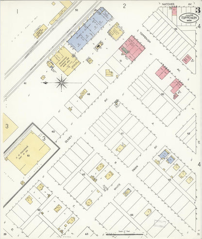 Sanborn Fire Insurance Map from Toppenish, Yakima County, Washington (1908), Sheet #0003 - Complete Map Set gallery image, historic Sanborn map, vintage wall art, Washington Washington
