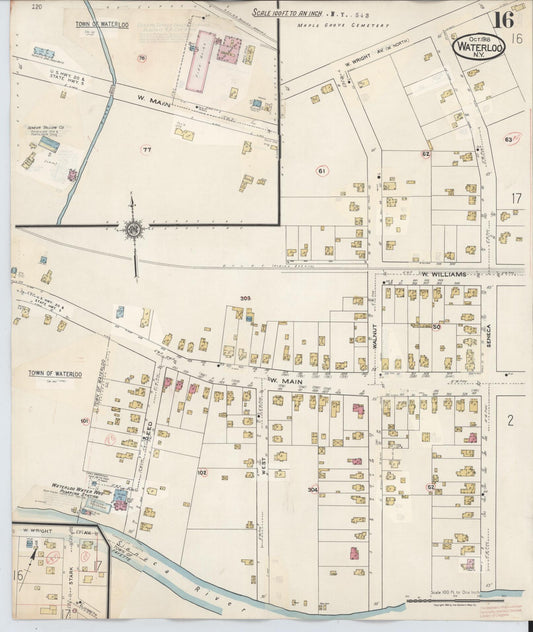 Sanborn Fire Insurance Map from Waterloo, Seneca County, New York (1948), Sheet #0016 - Historic Sanborn Fire Insurance Map Print, vintage old map wall art, antique decor, genealogy gift, New York New York map
