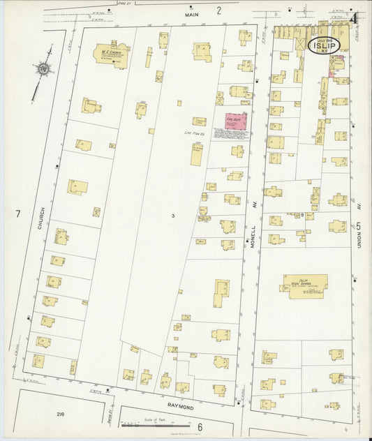 Sanborn Fire Insurance Map from Islip, Suffolk County, New York (1916), Sheet #0004 - Historic Sanborn Fire Insurance Map Print, vintage old map wall art, antique decor, genealogy gift, New York New York map