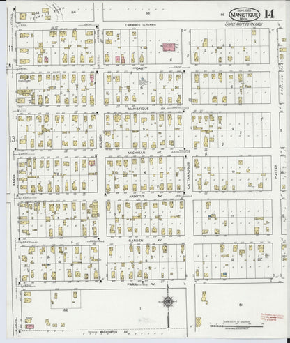 Sanborn Fire Insurance Map from Manistique, Schoolcraft County, Michigan (1920), Sheet #0014 - Complete Map Set gallery image, historic Sanborn map, vintage wall art, Michigan Michigan