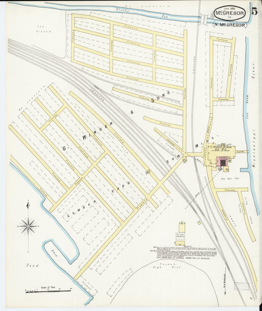 Sanborn Fire Insurance Map from McGregor, Clayton County, Iowa (1894), Sheet #0005 - Historic Sanborn Fire Insurance Map Print, vintage old map wall art