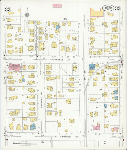 Sanborn Fire Insurance Map from Beloit, Rock County, Wisconsin (1926), Sheet #0033 - Complete Map Set gallery image, historic Sanborn map, vintage wall art, Wisconsin Wisconsin