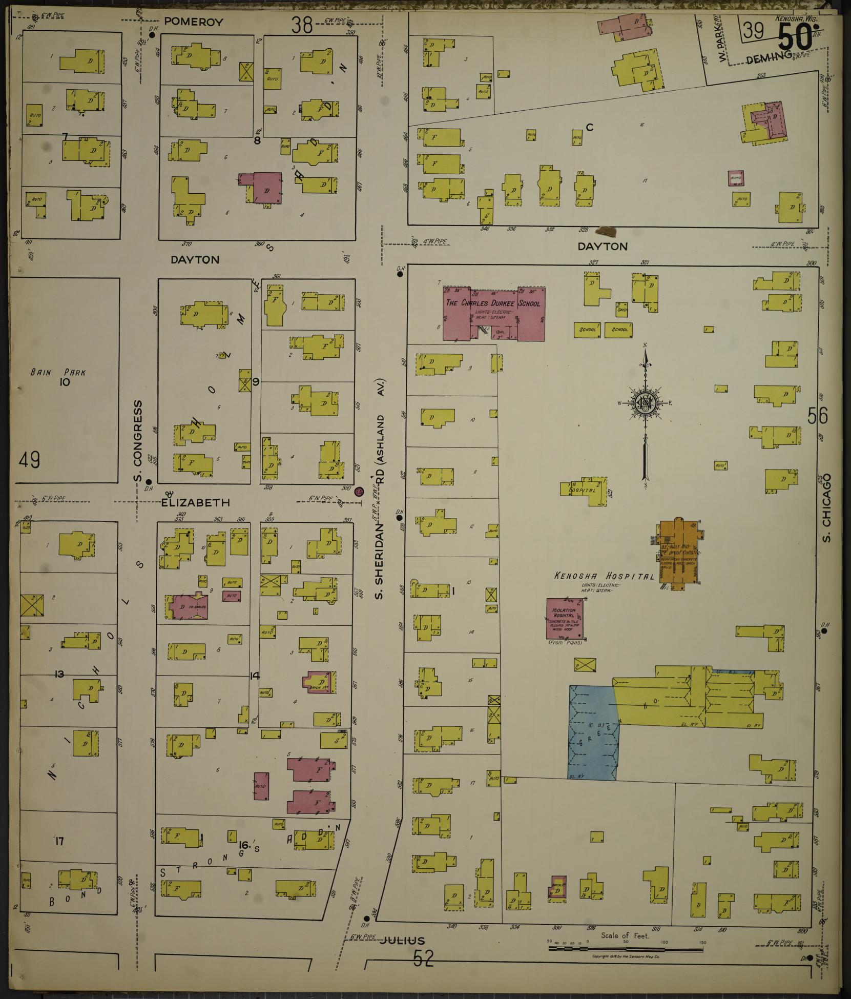 Sanborn Fire Insurance Map from Kenosha, Kenosha County, Wisconsin. (1918), Sheet 54