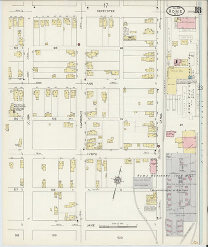Sanborn Fire Insurance Map from Rome, Oneida County, New York (1914), Sheet #0018 - Historic Sanborn Fire Insurance Map Print, vintage old map wall art, antique decor, genealogy gift, New York New York map