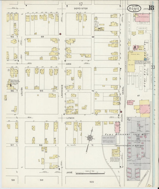 Sanborn Fire Insurance Map from Rome, Oneida County, New York (1914), Sheet #0018 - Historic Sanborn Fire Insurance Map Print, vintage old map wall art, antique decor, genealogy gift, New York New York map