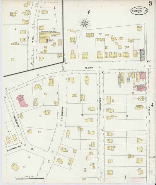 Sanborn Fire Insurance Map from Huntington, Suffolk County, New York (1897), Sheet #0003 - Historic Sanborn Fire Insurance Map Print, vintage old map wall art, antique decor, genealogy gift, New York New York map