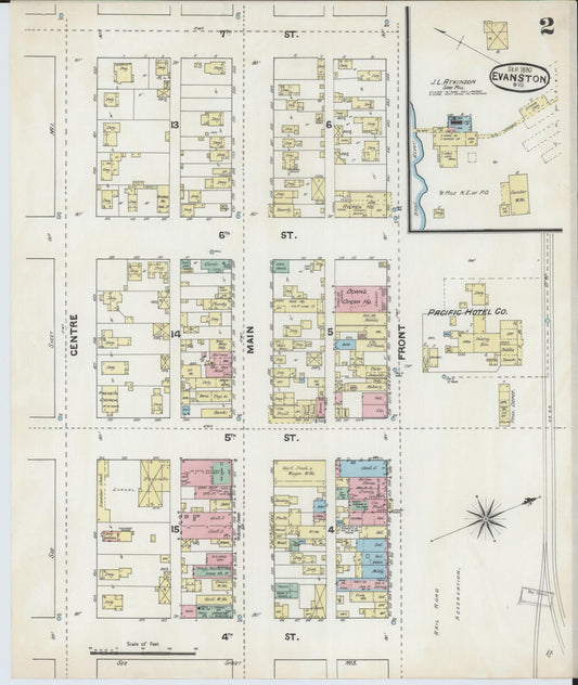 Sanborn Fire Insurance Map from Evanston, Uinta County, Wyoming (1890), Sheet #0002 - Historic Sanborn Fire Insurance Map Print, vintage old map wall art, antique decor, genealogy gift, Wyoming Wyoming map