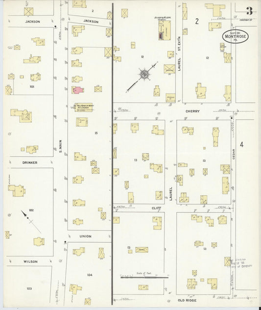 Sanborn Fire Insurance Map from Montrose, Susquehanna County, Pennsylvania (1911), Sheet #0003 - Historic Sanborn Fire Insurance Map Print, vintage old map wall art, antique decor, genealogy gift, Pennsylvania Pennsylvania map