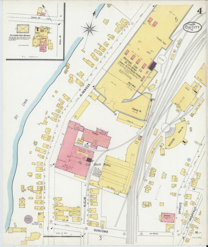 Sanborn Fire Insurance Map from Oil City, Venango County, Pennsylvania (1901), Sheet #0004 - Historic Sanborn Fire Insurance Map Print, vintage old map wall art, antique decor, genealogy gift, Pennsylvania Pennsylvania map